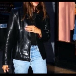 Women's Ann Taylor Black Leather Jacket- size Medium